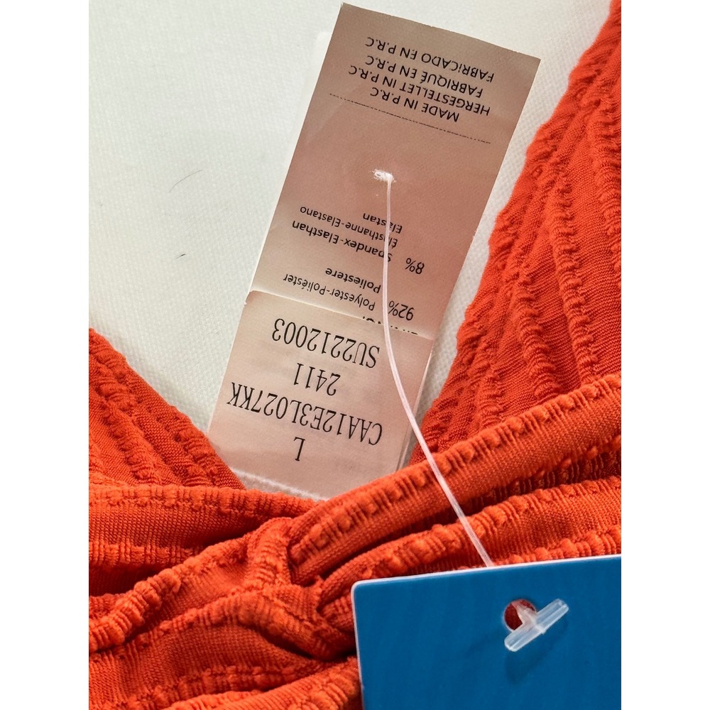 Cupshe Womens Orange Ribbed Twist Front One Piece Swimsuit Size L CAA12E3L027KK - Picture 3 of 5